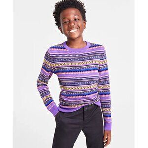 Holiday Lane Big Boys Size Large Bright Stripe Fair Isle Sweater Purple $40 206‎